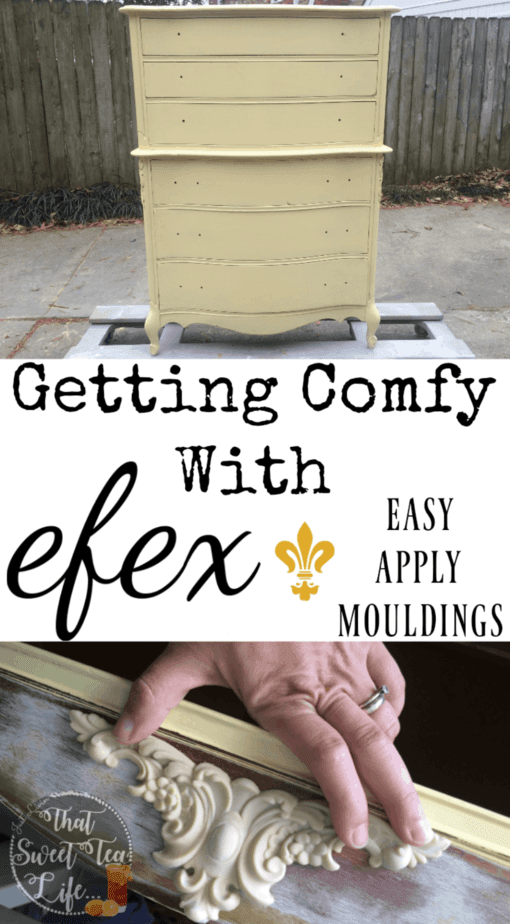 French_Provincial_Chest-rescued furniture Modern_Masters_Gold-stenciling-Appliques can take a worn out piece and make it new again! #thatsweettealife #furnitureappliques #furniturepainter #paintedfurniture #furnituremakeover