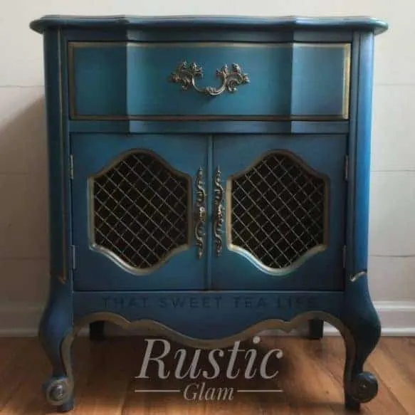 Turquoise rustic glam finish like this end table