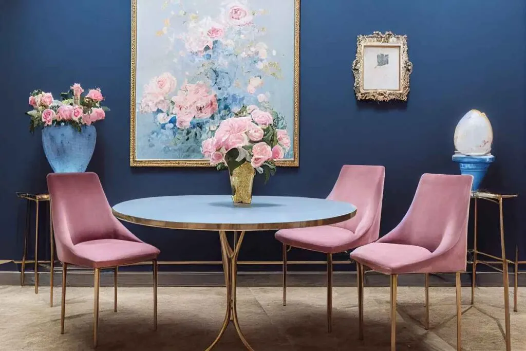 Pink and blue dining room