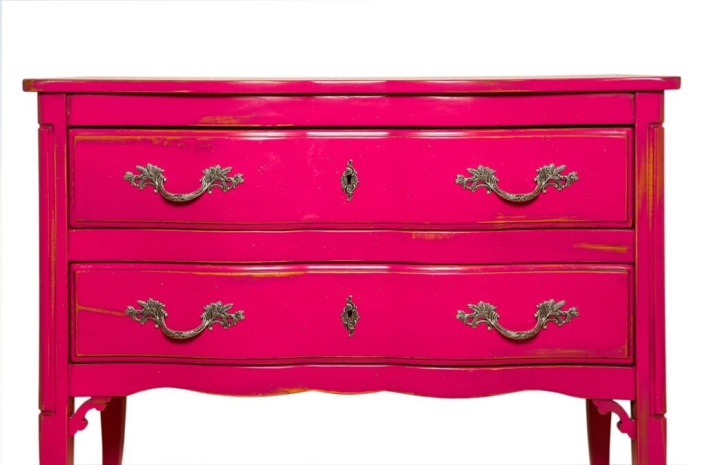 Bright pink refinished dresser