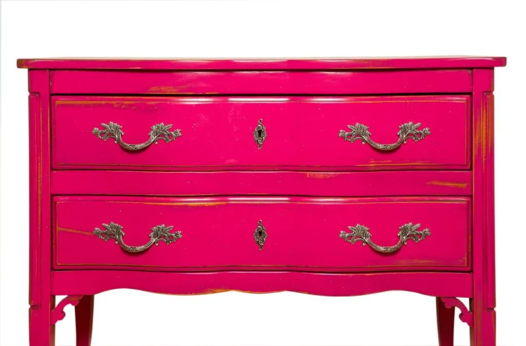 Bright pink refinished dresser