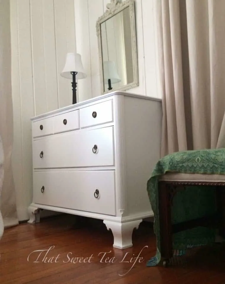 distressed white dresser