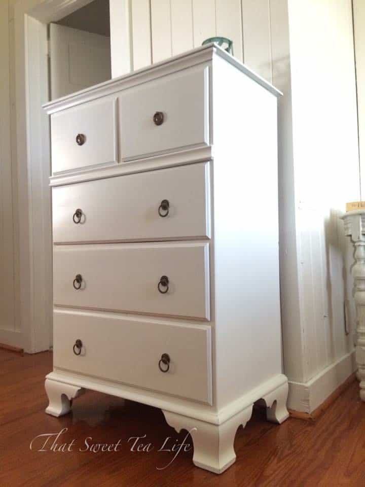 distressed white dresser