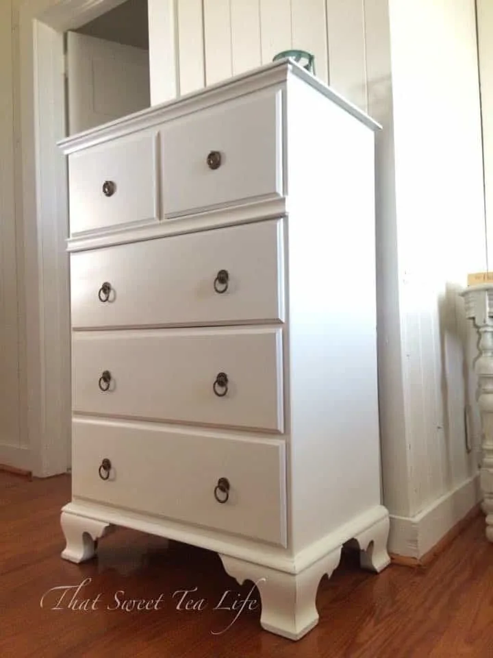distressed white dresser