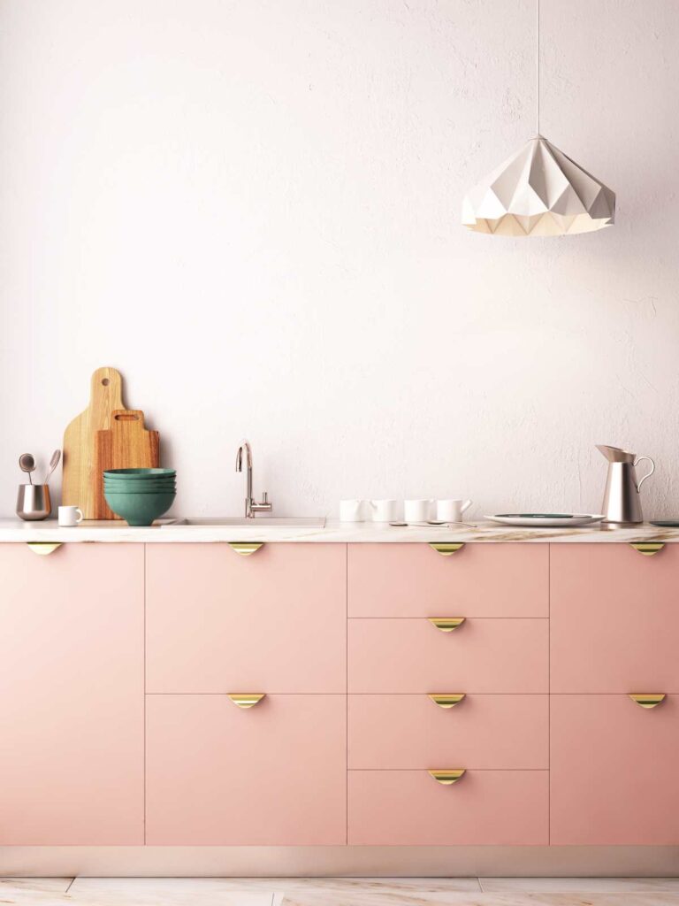 Light pink kitchen cabinets