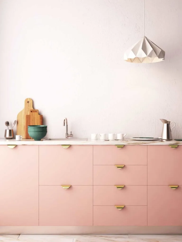 Light pink kitchen cabinets
