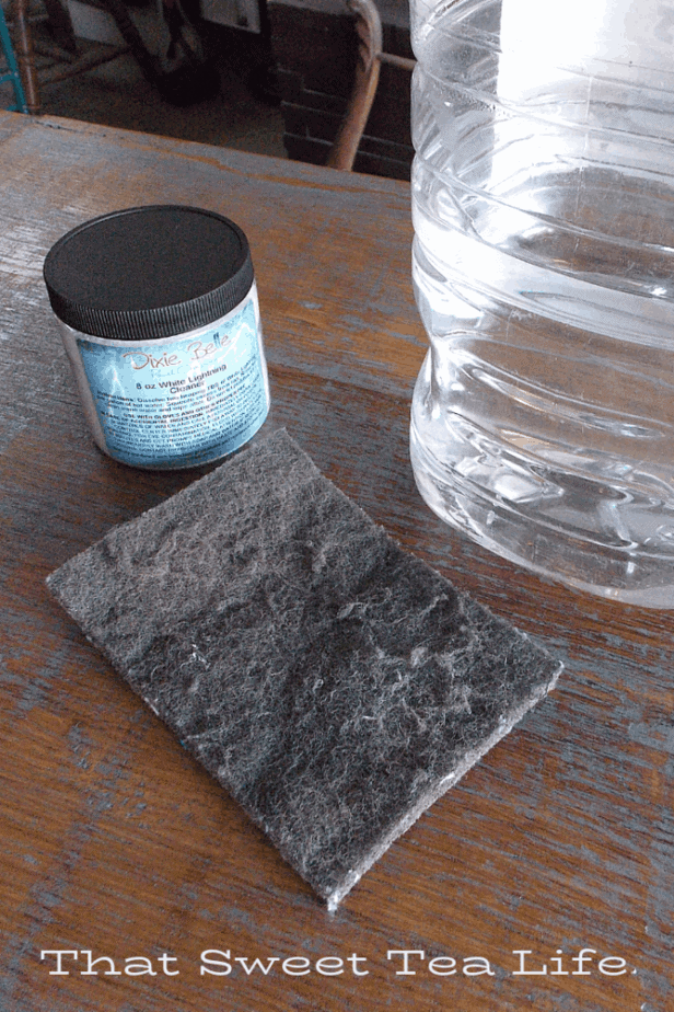 Dixie Belle Paints White Lightening Furniture Cleaner | How to clean your dresser before you paint! Its simple! I show you what you can use and how to do it.  | Antique Wash Stand Makeover | furniture makeover | painted furniture | chalk painted furniture | green furniture | refurbished furniture | home decor | home decor ideas | painted dressers 
