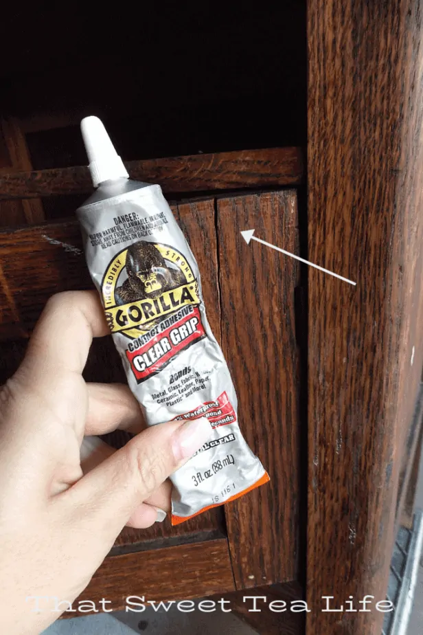 How to fix a broken or cracked door on your furniture! | furniture repair | Antique Wash Stand Makeover | furniture makeover | painted furniture | chalk painted furniture | green furniture | refurbished furniture | home decor | home decor ideas | painted dressers