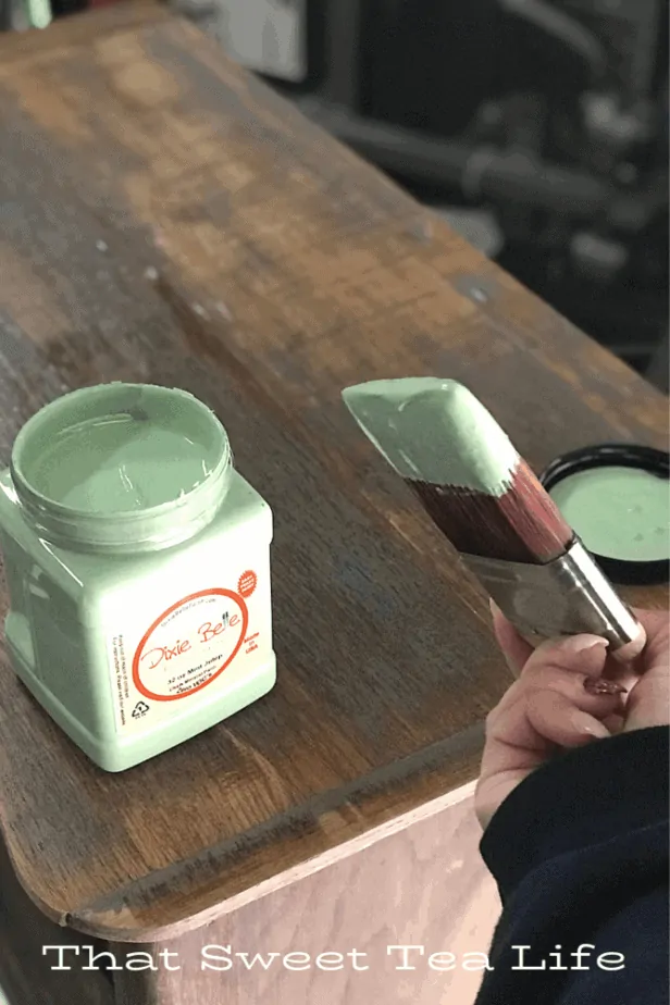 Dixie Belle Paint | Wash Stand Makeover Dixie Belle Mint Julep | Antique Wash Stand Makeover | furniture makeover | painted furniture | chalk painted furniture | green furniture | refurbished furniture | home decor | home decor ideas | painted dressers