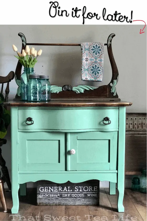 Dixie Belle Paint | soft green painted dresser | Antique Wash Stand Makeover | furniture makeover | painted furniture | chalk painted furniture | green furniture | refurbished furniture | home decor | home decor ideas | painted dressers