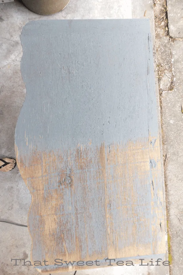 Dixie Belle Paints Voodoo gel stain sanded back to create a rustic paint finish! Its SO easy! | Antique Wash Stand Makeover | furniture makeover | painted furniture | chalk painted furniture | green furniture | refurbished furniture | home decor | home decor ideas | painted dressers