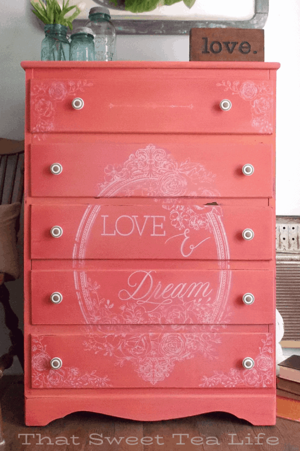 Diy Furniture A Dresser In Coral Paint Colors That Sweet Tea Life