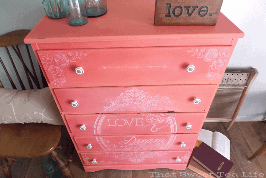 Diy Furniture A Dresser In Coral Paint Colors That Sweet Tea Life