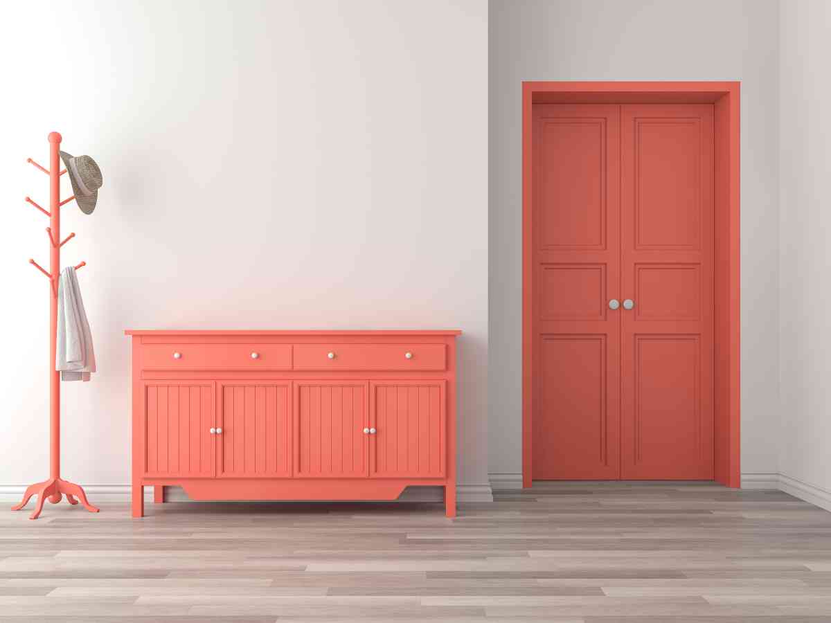 Furniture and Doorway in Coral Paint Colors