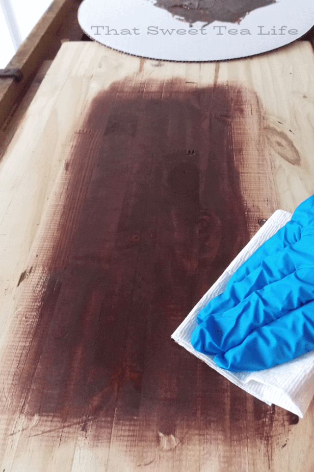 staining wood top for old desk ends