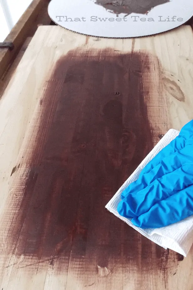 staining wood top for old desk ends