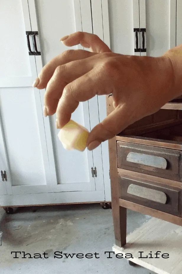 wax block for chippy effect