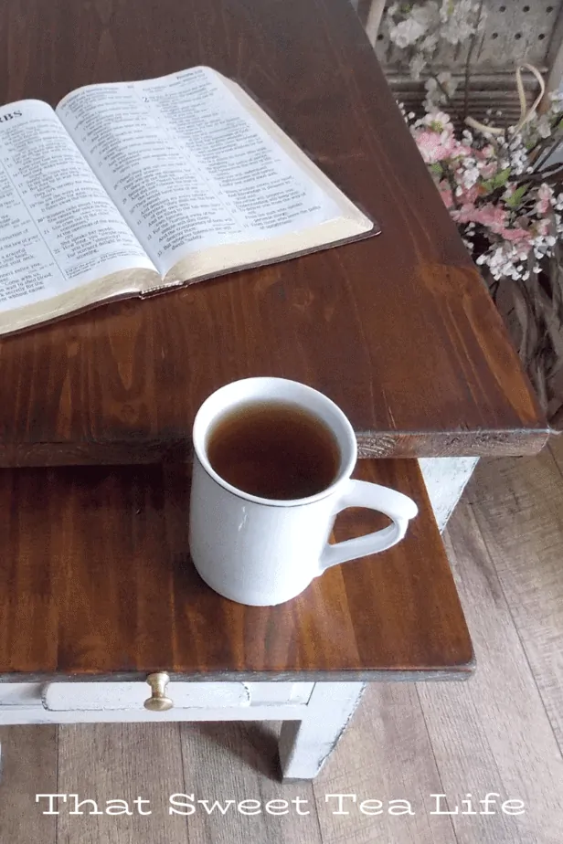 glass tray on repurposed furniture