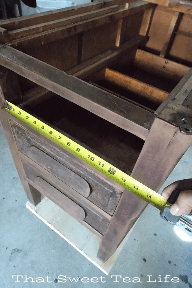 Repurposed Roll Top Desk | Measuring for the new tops