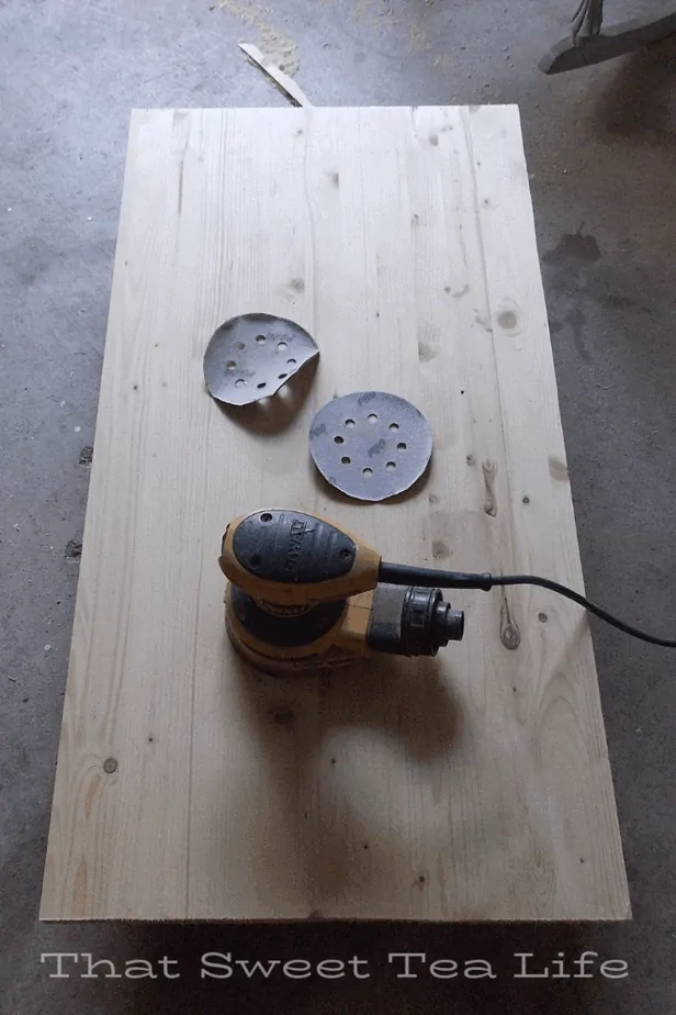 sanding new tops for old desk ends