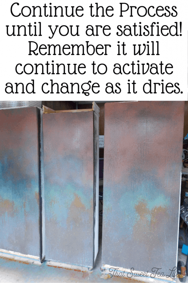 Patina Paint and Activator Spray used to create a dramatic look on my photography studio backdrop!