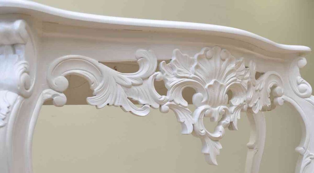 Table painted with white furniture paint