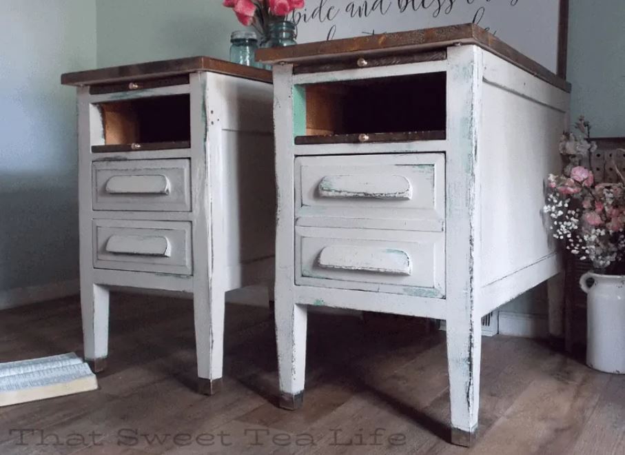 White Repurposed End Tables