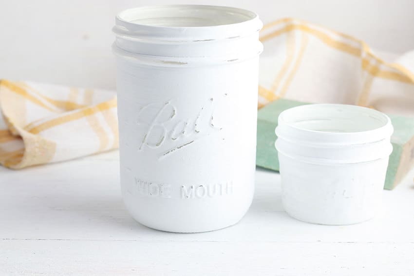 white painted mason jars