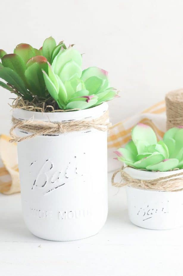 Easy Decorated Mason Jar Planters • That Sweet Tea Life