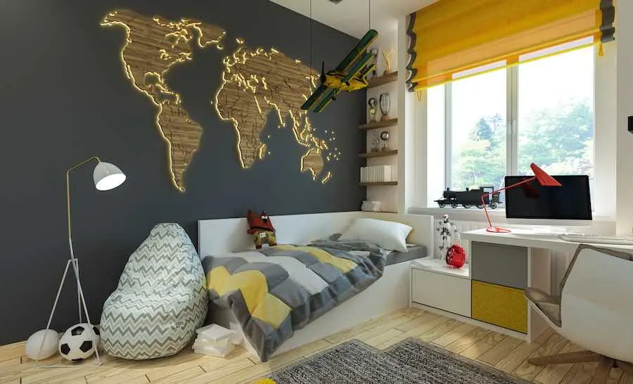 Wooden Map of Earth