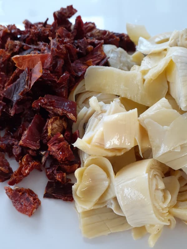 Closeup of stromboli ingredients