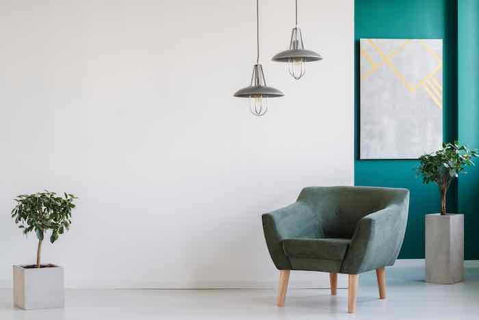 Two tone peacock blue wall