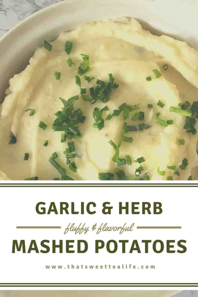 Garlic and herb mashed potatoes image for Pinterest