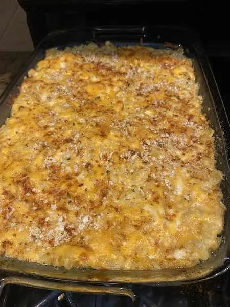 Creamy Baked Mac and Cheese right out of the oven!