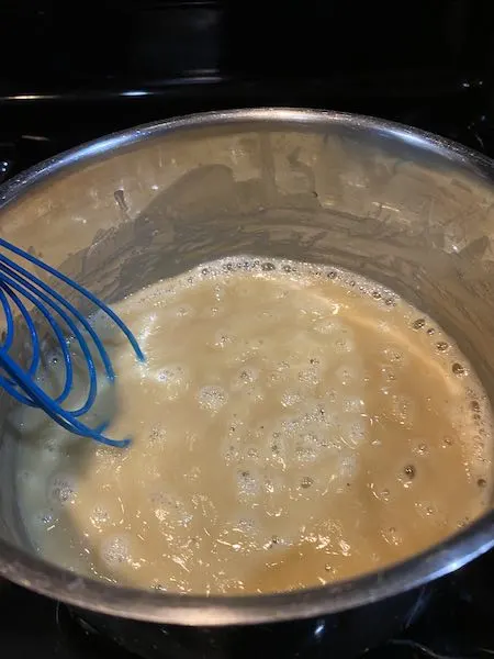 Blonde roux for the cheese sauce.