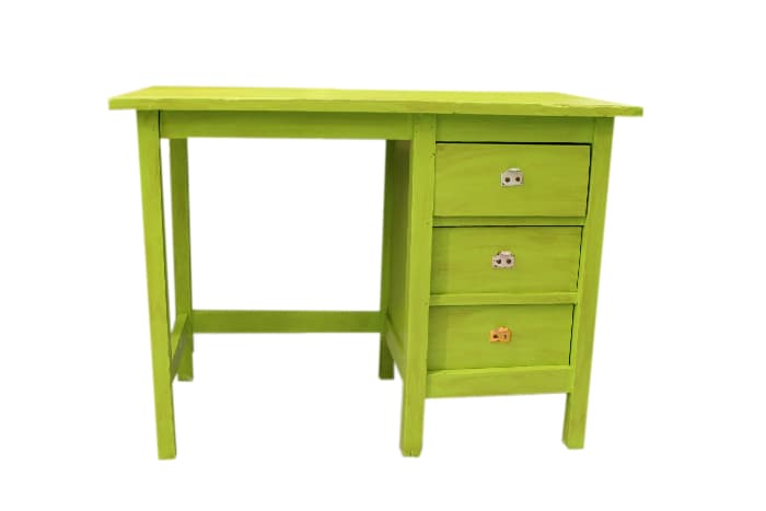 New Desk With Old Look -- green painted modern-style farmhouse desk.