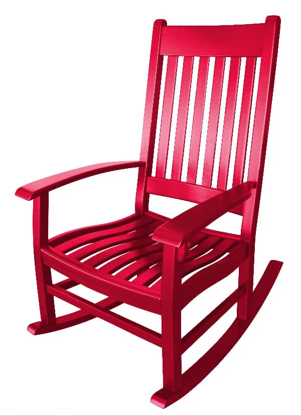 A rocking chair painted bright red -- a perfect painted chair idea for a Santa Chair.