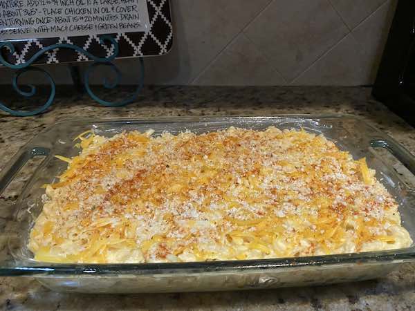 Southern Creamy Baked Mac and Cheese ready to bake. 