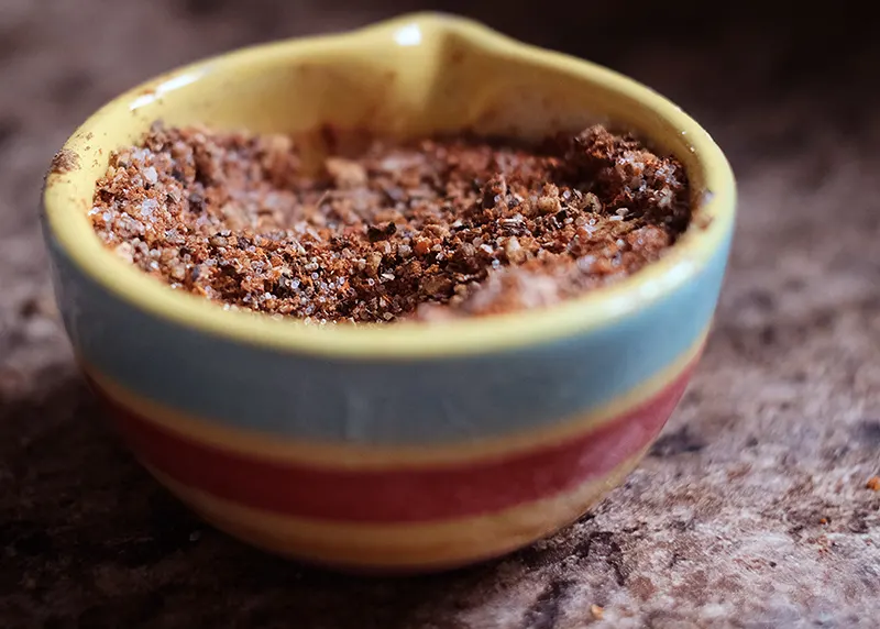A small bowl of spices.
