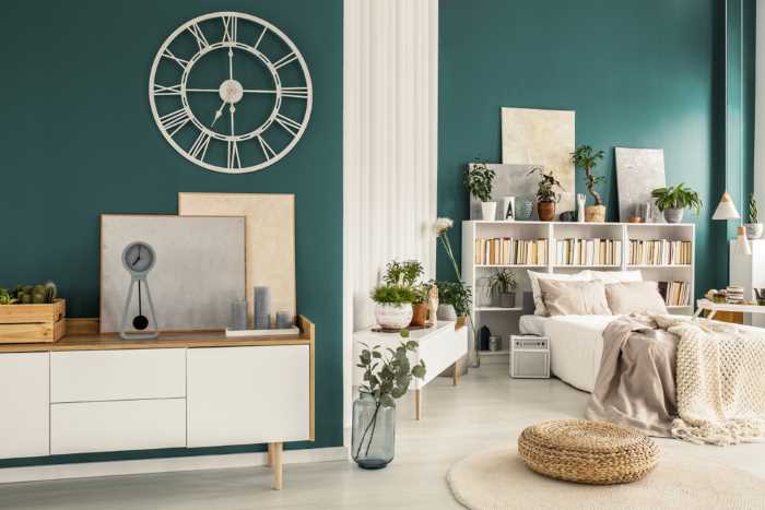 Boho Room painted phthalo green