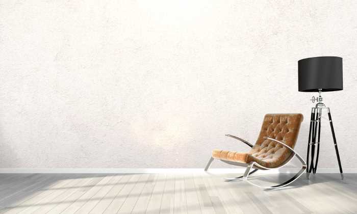 3D rendering of a room with white textured walls