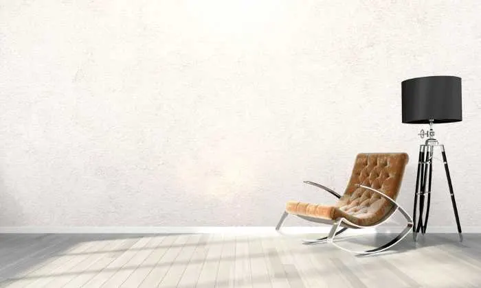 3D rendering of a room with white textured walls