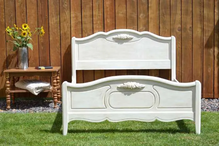chalk painted bed frame