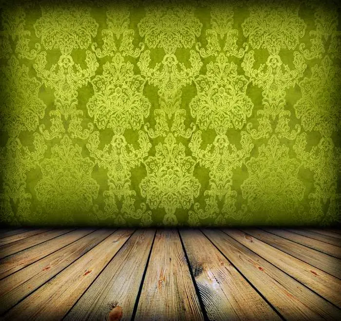 green damask wallpaper