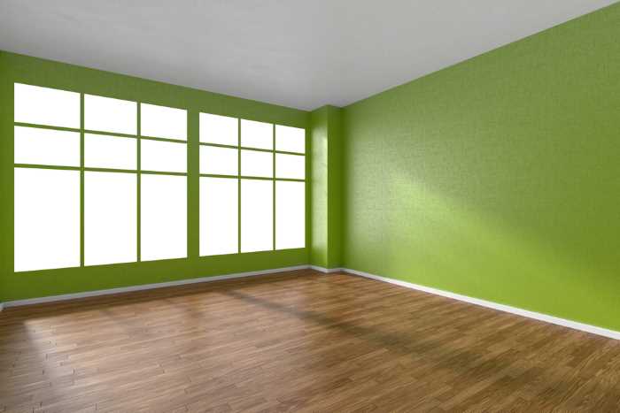 lime green wallpaper in an empty room 