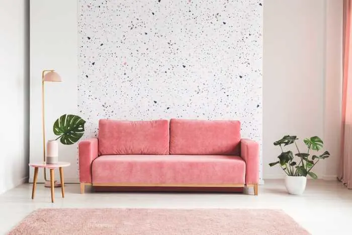 pink sofa in modern minimalist room
