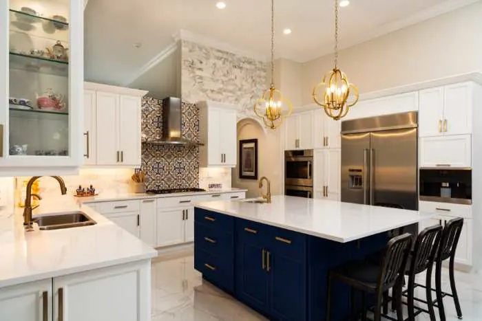 blue kitchen island