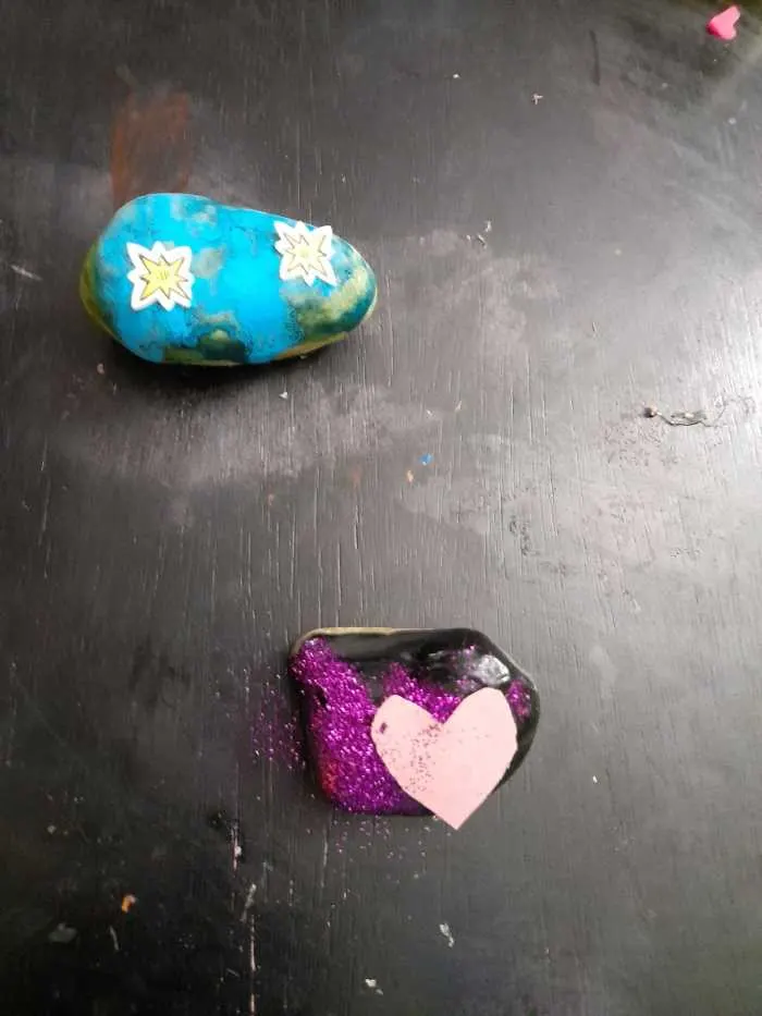 finger painted rocks
