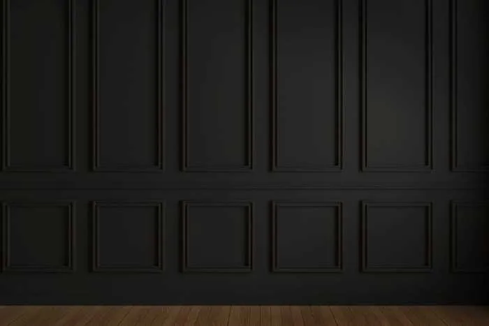 wainscoted wall painted with black chalk paint