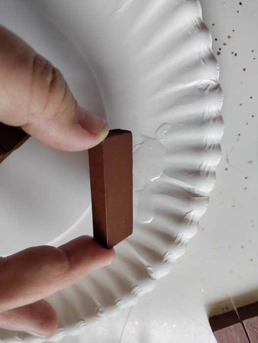 dip your blocks in glue to create your tumbling block ornaments